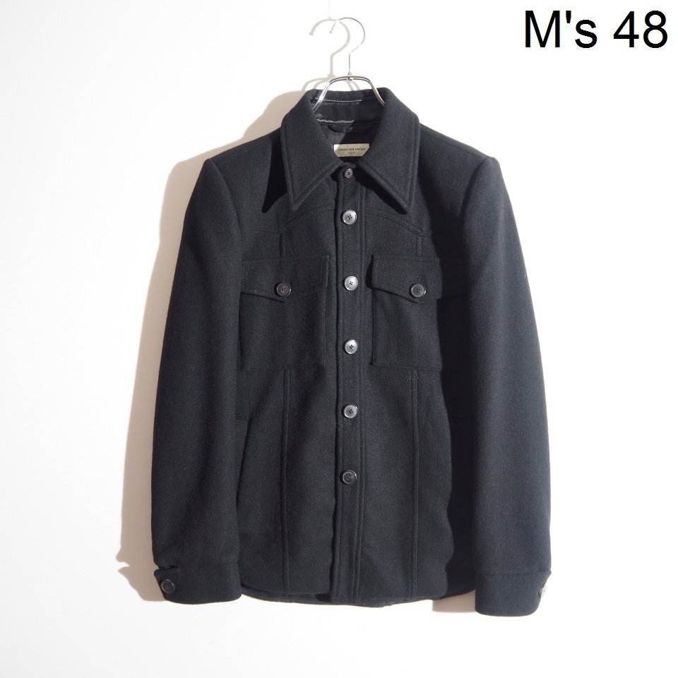 C6191P ▼DRIES VAN NOTEN ドリスヴァンノッテン▼ メルトン ウールジャケット ブラック 48 / スリム 肩パット入り 秋冬 mks_画像1
