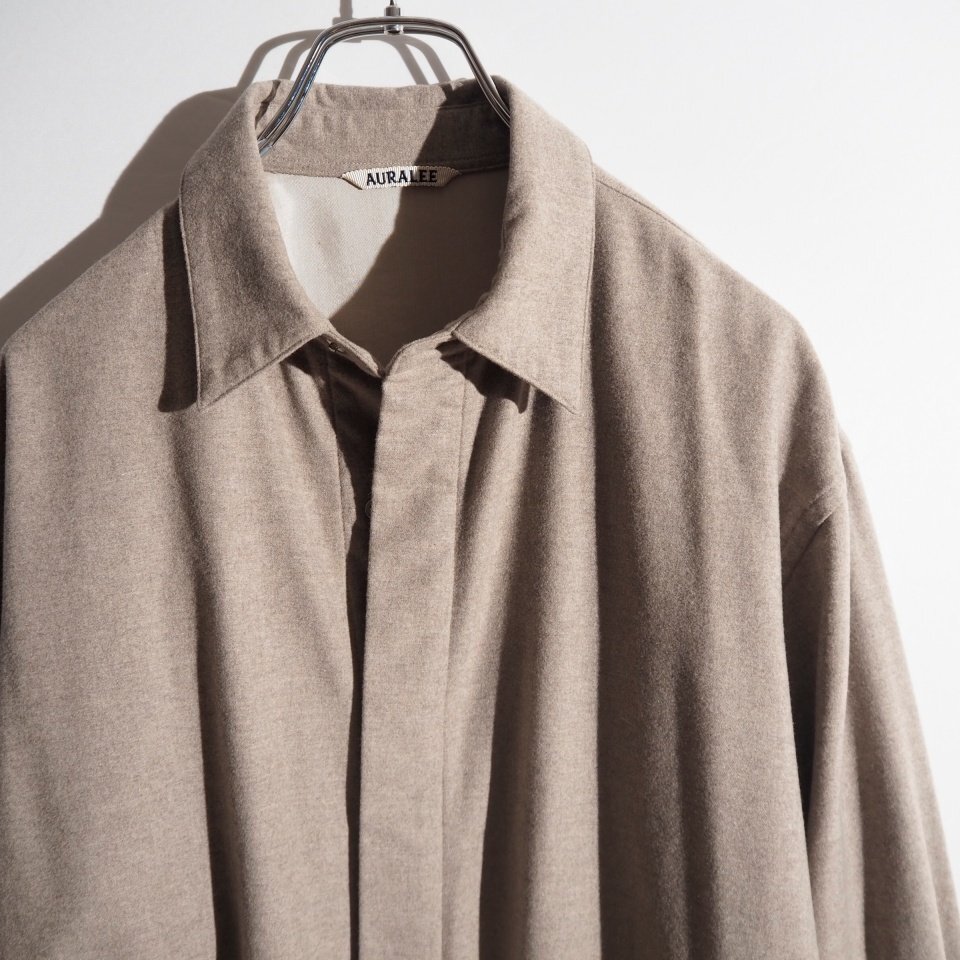 S1571P ▼AURALEE オーラリー▼ WOOL FULLING FLANNEL CLOTH SHIRTS フランネル ウールシャツ トップベージュ 3(M) / A20AS02CF 秋冬 mks_画像2