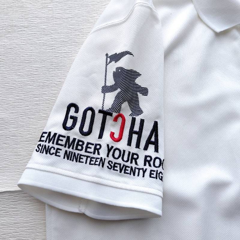 春夏 大きいサイズXXL 吸水速乾 GOTCHA GOLF ガッチャゴルフ メンズ 半袖ポロシャツ 白 192GG1222 ストレッチ 鹿の子 バックプリント_画像4