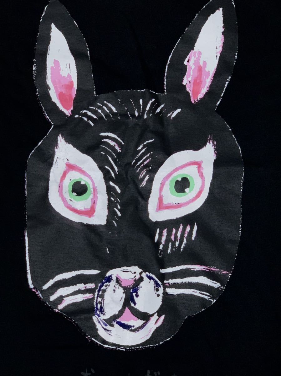 o.... короткий рукав футболка L размер ... чёрный заяц rabbit aroundaglobe