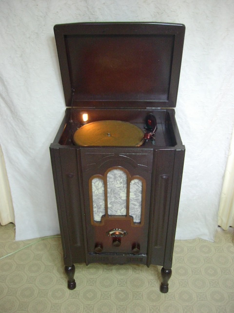  electric culture thing restoration * service being completed working properly goods!! National ( National ) made Vintage medium sized vacuum tube type electric gramophone 