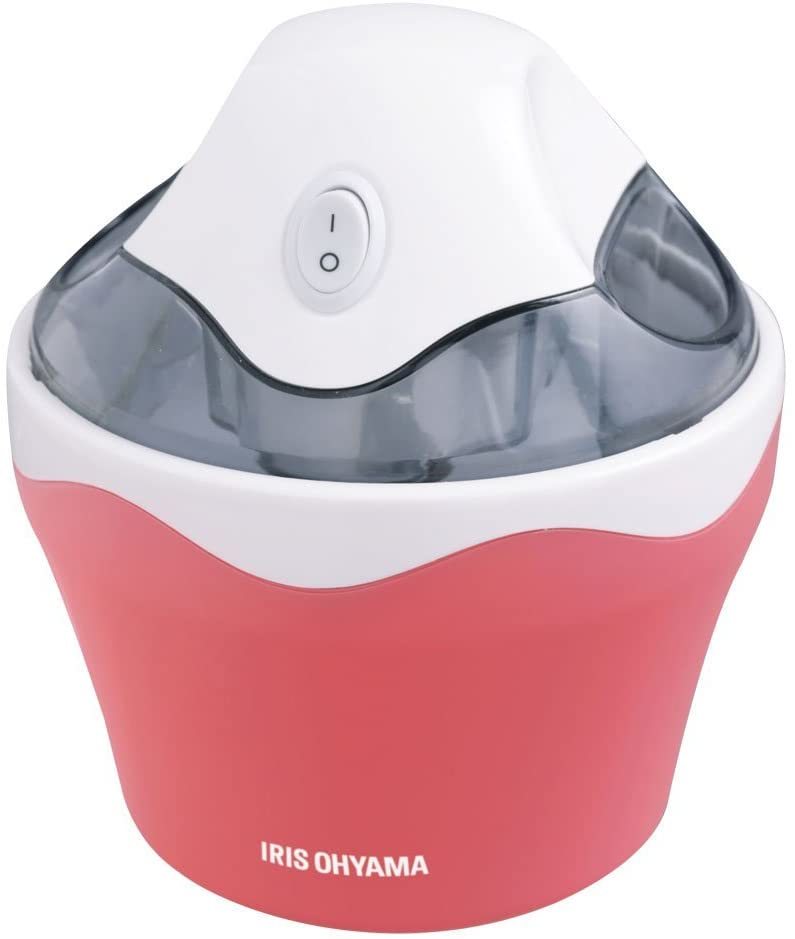 新品 送料無料　アイリスオーヤマ アイスクリームメーカー ストロベリー ICM01-VM 薄いレッド　赤　ピンク　手作りアイス　コンパクト