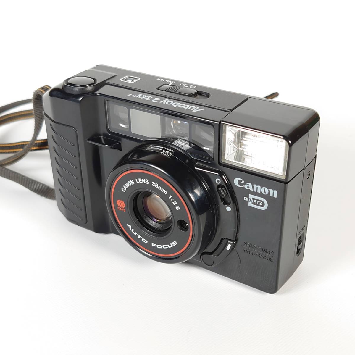 ストロボ・シャッターOK Canon Autoboy 2 QUARTZ DATE コンパクトフィルムカメラ 38mm F2.8 キヤノン オートボーイ 現状品_画像2