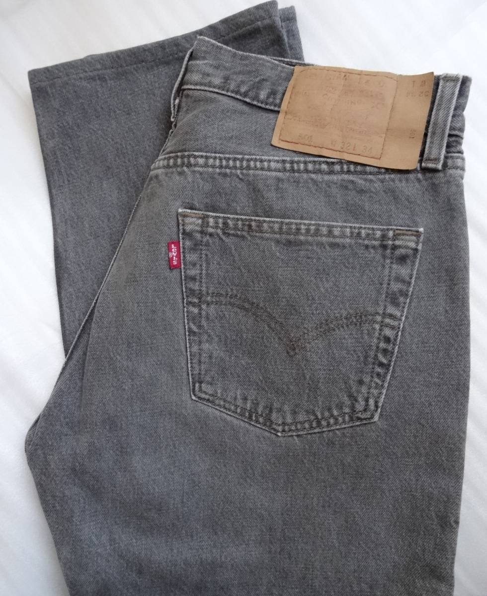 ヤフオク! - 90s米国製 Levi's 501 先染めブラック 実寸W...