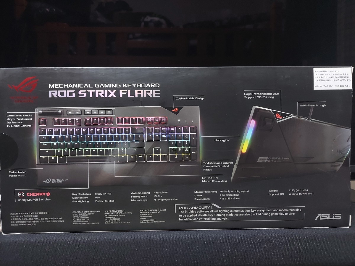 ASUS XA01 ROG STRIX FLARE/RD/US_1 ゲーミング　キーボード　開封済み未使用