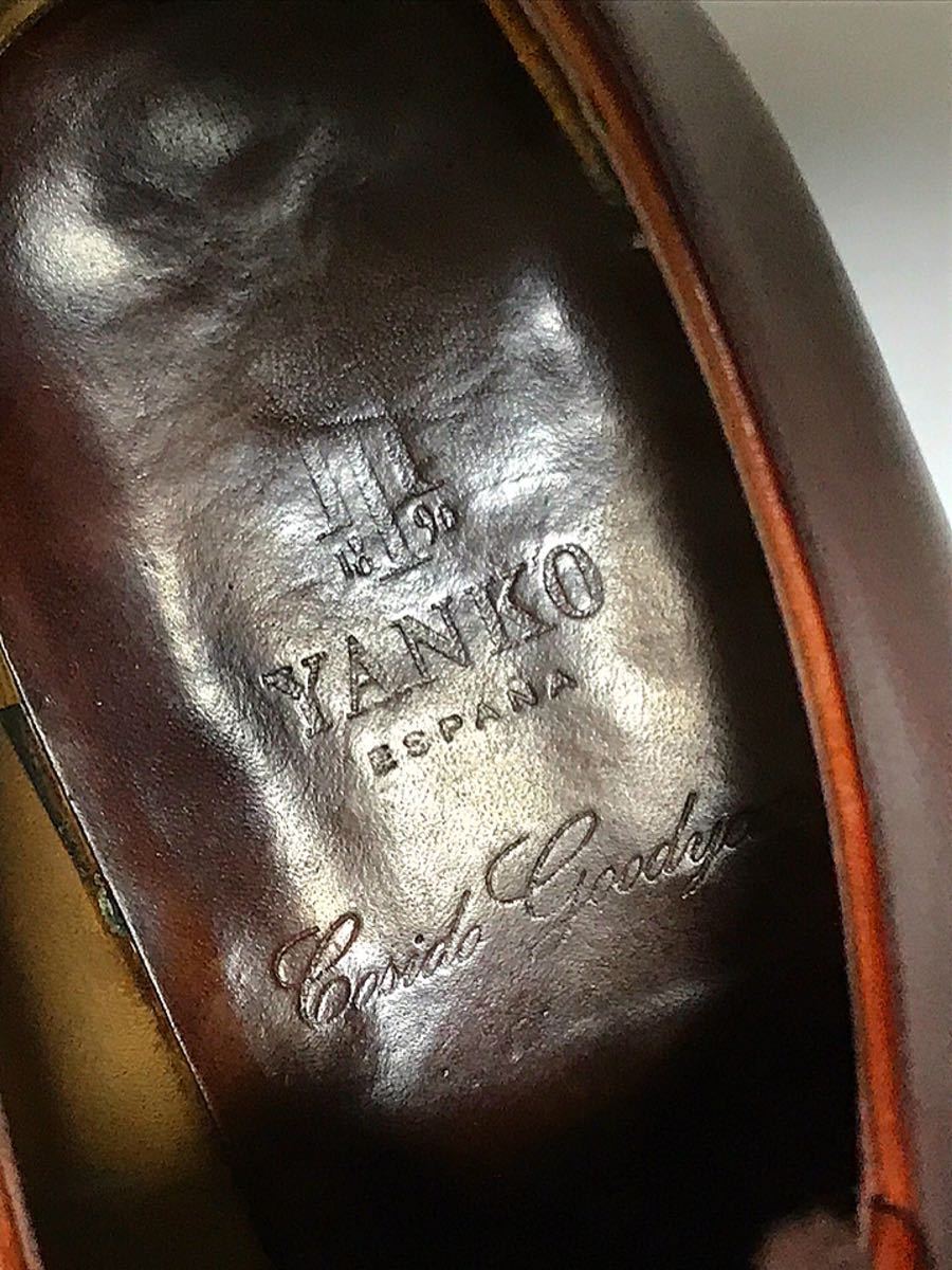 [純正シューキーパー付] YANKO 7 25㎝　ビジネスシューズ 革靴 ストレート　メダリオン　メンズ　ドレス　フォーマル　即決落札　送料無料