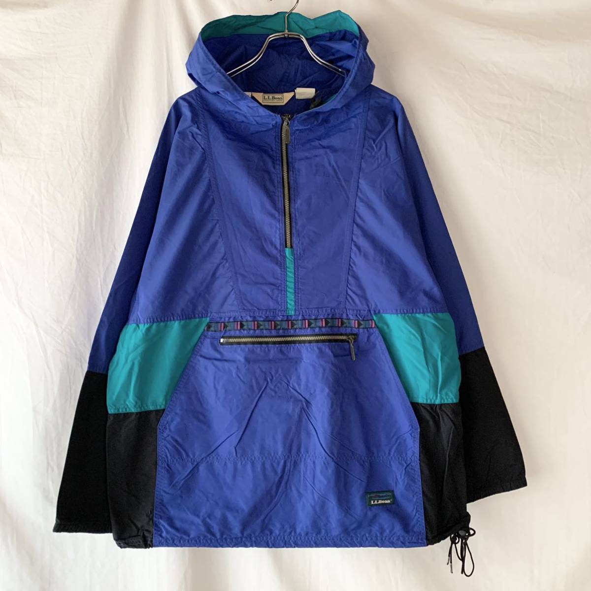 80s 90s USA製 L.L.ean エルエルビーン チロリアン アノラックパーカー ヴィンテージ OLD XL TALL ブルー/エメグリ/ブラック