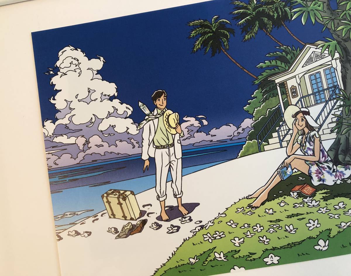 kj 額装品 わたせせいぞう 南の島 青空 貴重イラスト A4サイズ額 kj 額装品 わたせせいぞう 南の島 青空 貴重イラスト A4サイズ額