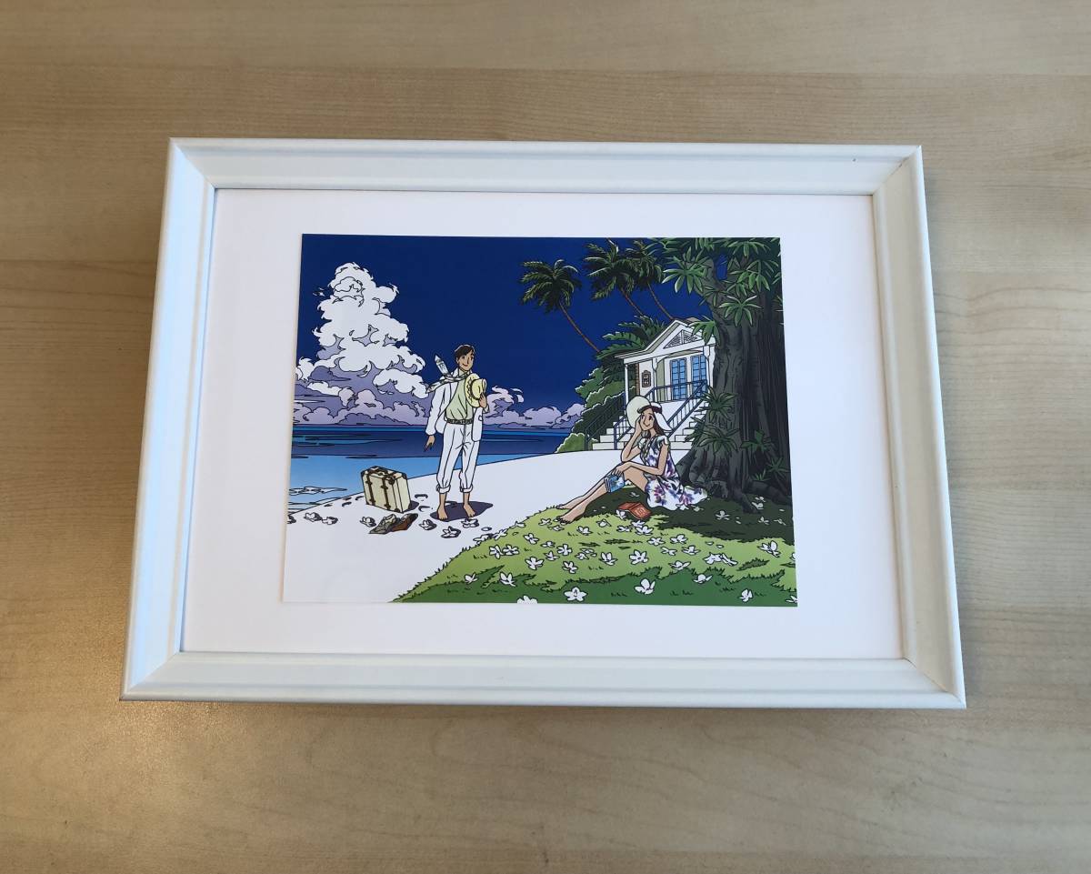 kj 額装品 わたせせいぞう 南の島 青空 貴重イラスト A4サイズ額 kj 額装品 わたせせいぞう 南の島 青空 貴重イラスト A4サイズ額