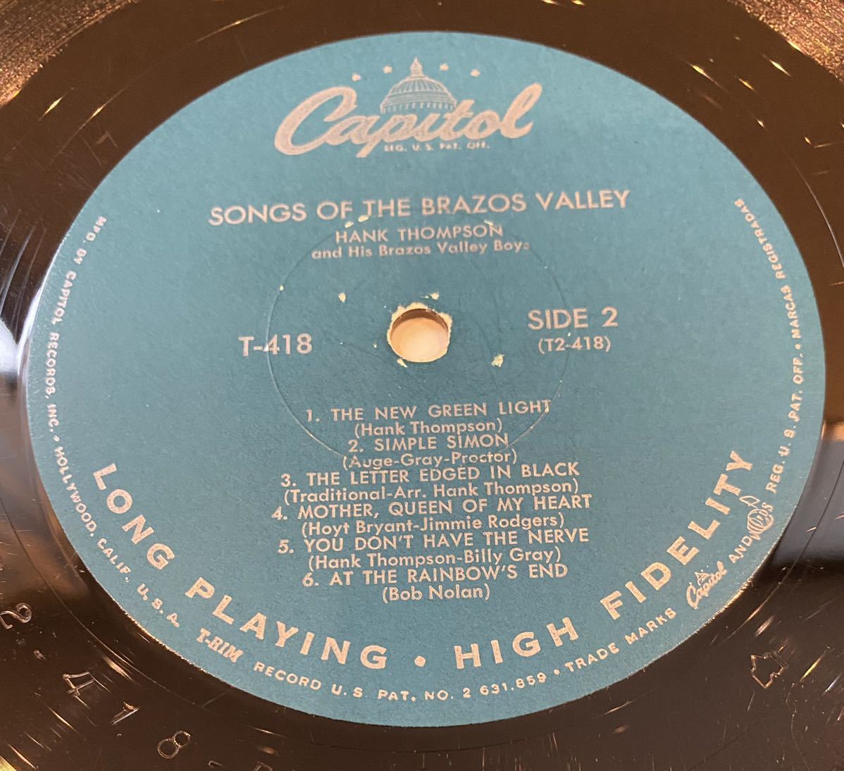 Hank Thompson 1956 US Original (Mono) LP Songs Of The Brazos Valley_画像4