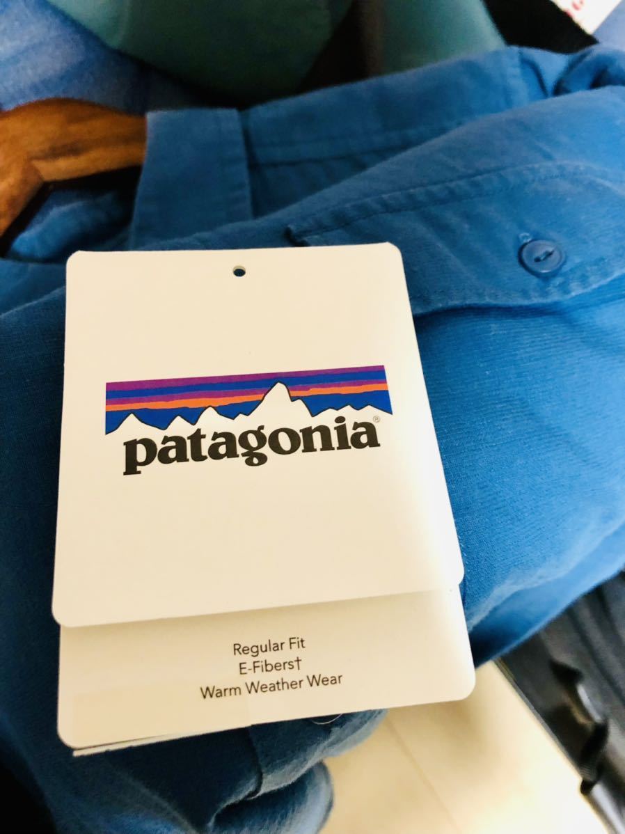 【レア】長袖A/Cシャツ Patagonia (パタゴニア) 超軽量 Glass Bleu(GLSB) men's XXS オーガニックコットン 無地 通気性最高！の画像9