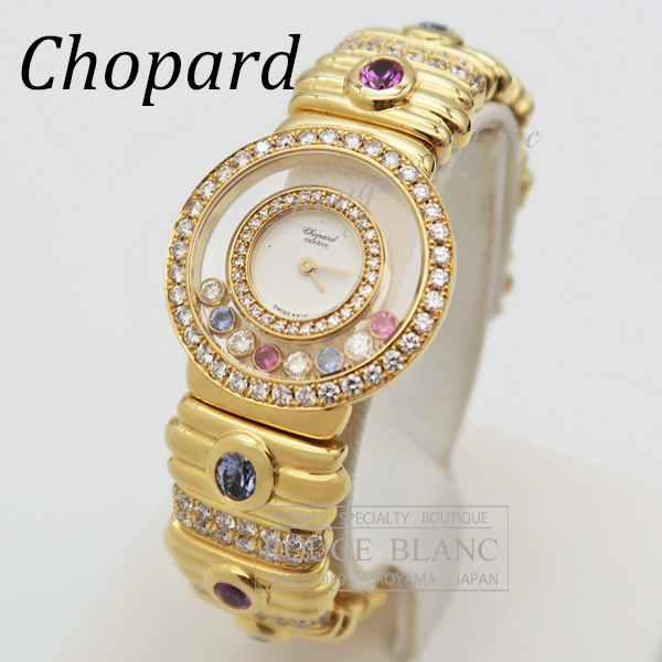  Chopard happy diamond quartz happy sport diamond bezel diamond breath bangle sapphire wristwatch lady's 