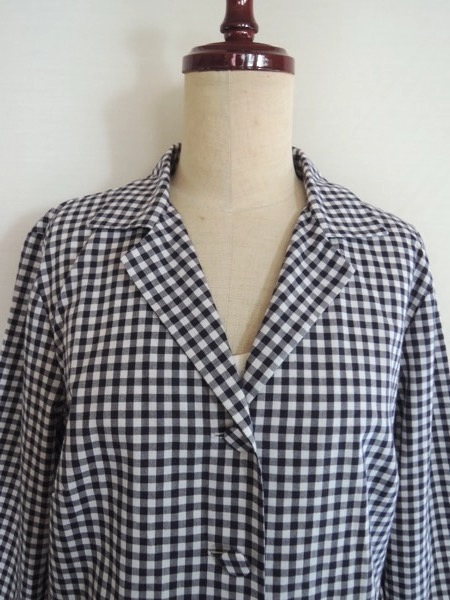 Agnis B Agnes B vi si- check shirt jacket cotton silver chewing gum check size 38