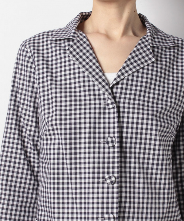 Agnis B Agnes B vi si- check shirt jacket cotton silver chewing gum check size 38