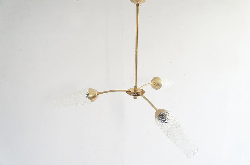 SALE! French Mid-century 3 light modern chandelier / stay runobo/1950 period /mo mites zm/ France /france/s Pooh tonik/. what ./ abroad lighting 