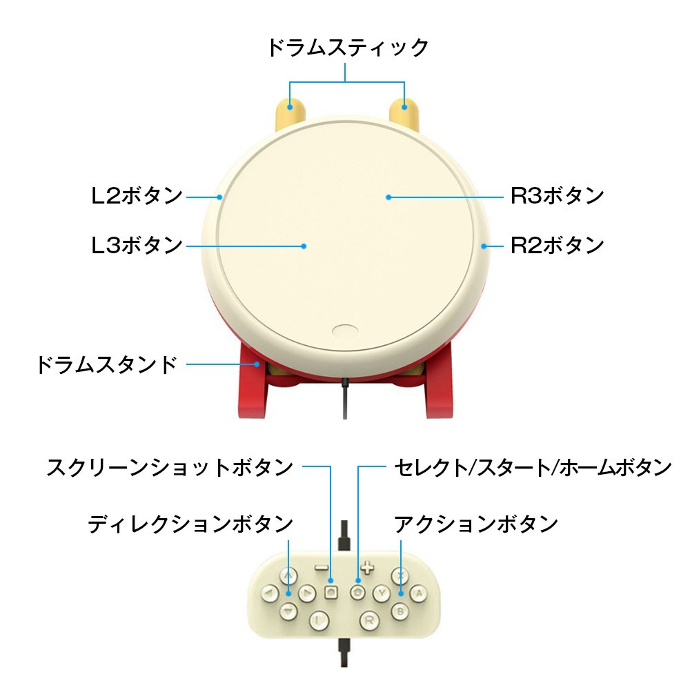 太鼓の達人 太鼓ドラム 任天堂Switch コントローラー スティック 電子太鼓 スイッチ 反応良 高感度 任天堂Switch