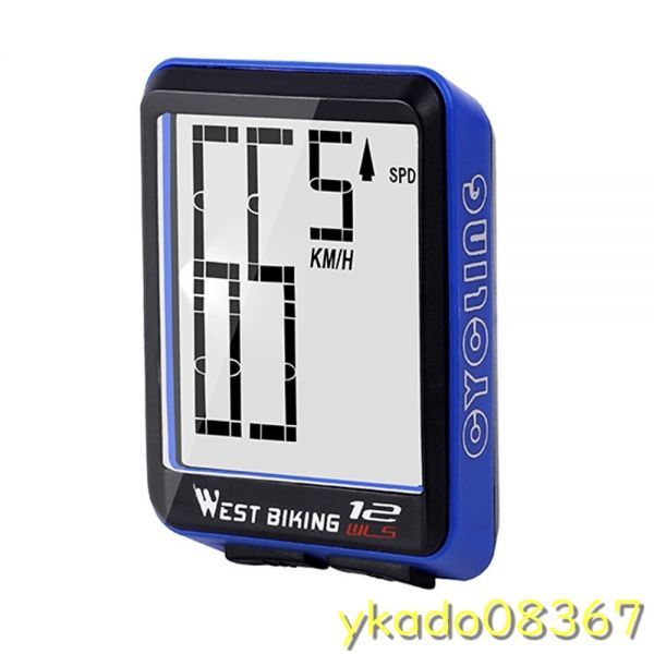 P1350: G +ワイヤレスサイクルコンピューター GPS、スピードメーター 防水 Bt ANT +バックライト付き ケイデンス付き_青