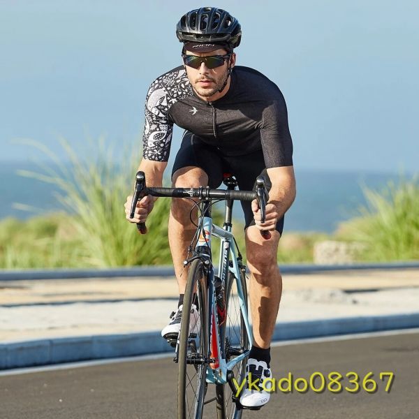 P1757: 男性サイクリングジャージ モトクロス半袖トップス 自転車レトロmtbダウンヒルシャツ ロードバイクチーム秋のスポーツ男性服_画像3