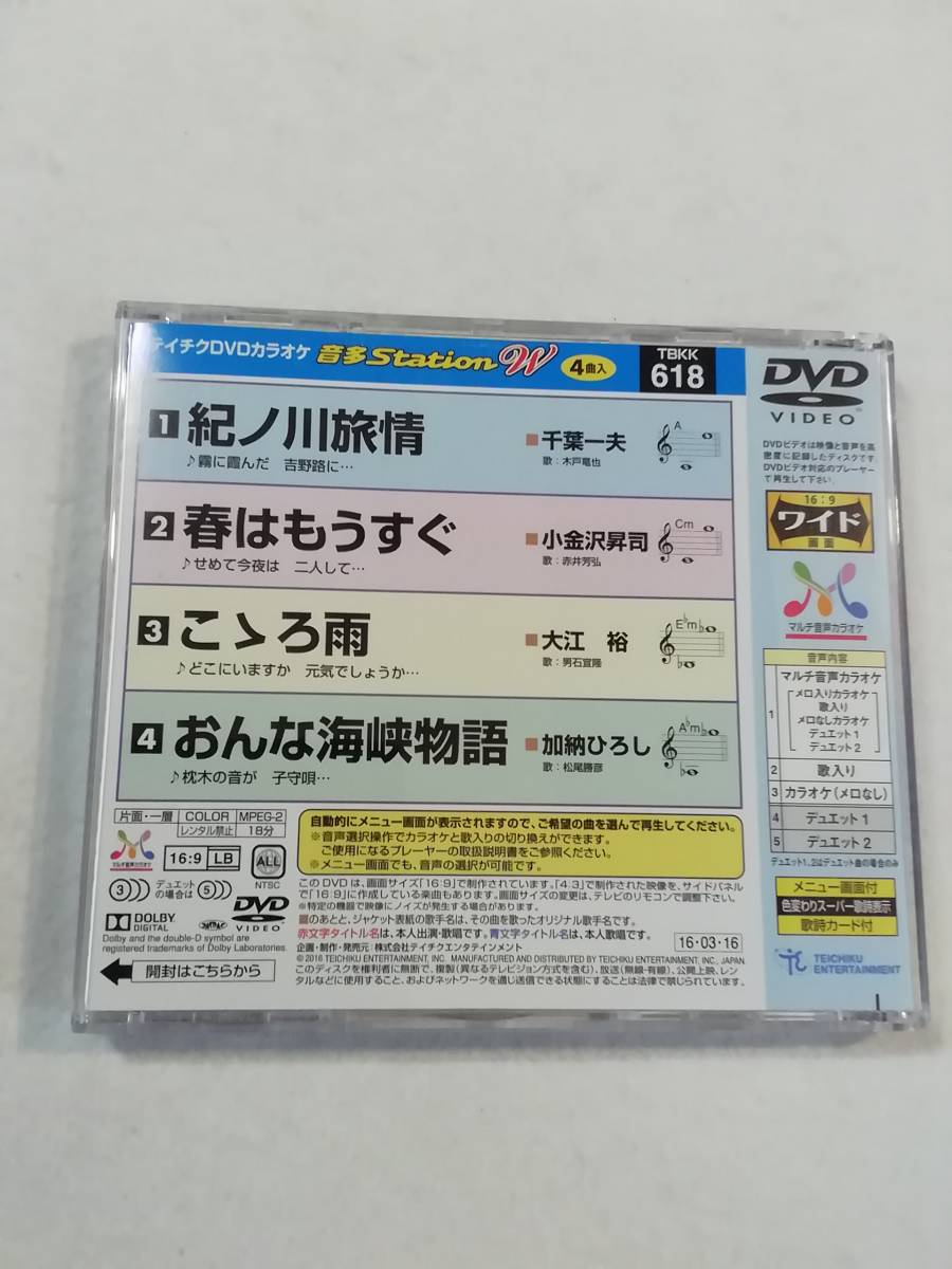 中古DVD『テイチクDVDカラオケ音多 ４曲入 音多ステーション Vol.618 　紀ノ川旅情。春はもうすぐ。こころ雨。おんな海峡物語』即決。_画像2