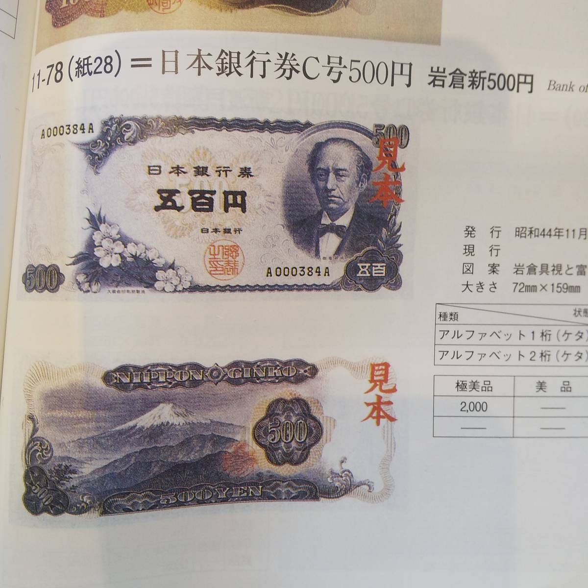 ◇旧紙幣◇日本銀行券Ｃ号　岩倉具視 新500札⑬_画像3