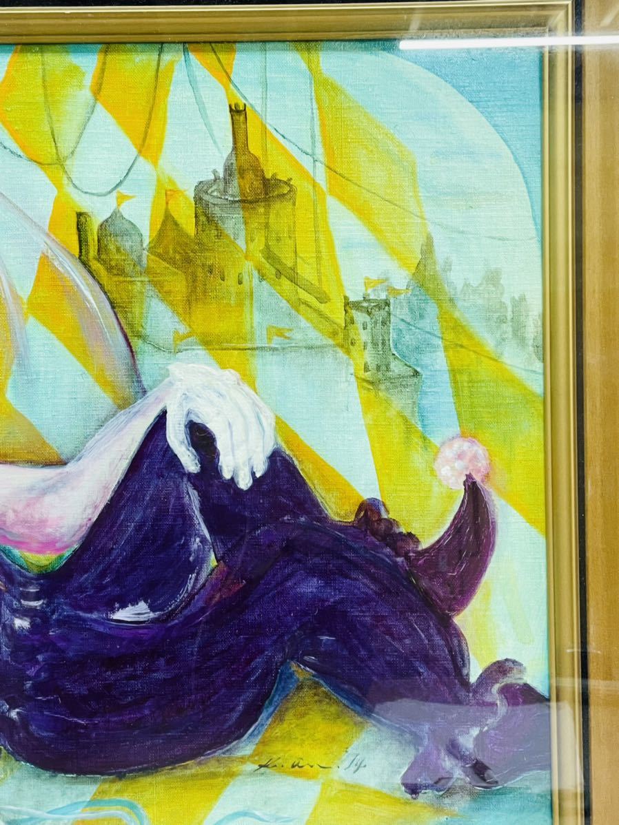 ピエロ 絵画 人物画 作者不明 イニシャル k.a? 木製額縁 インテリア ピエロ 絵画 人物画 作者不明 イニシャル k.a? 木製額縁 インテリア