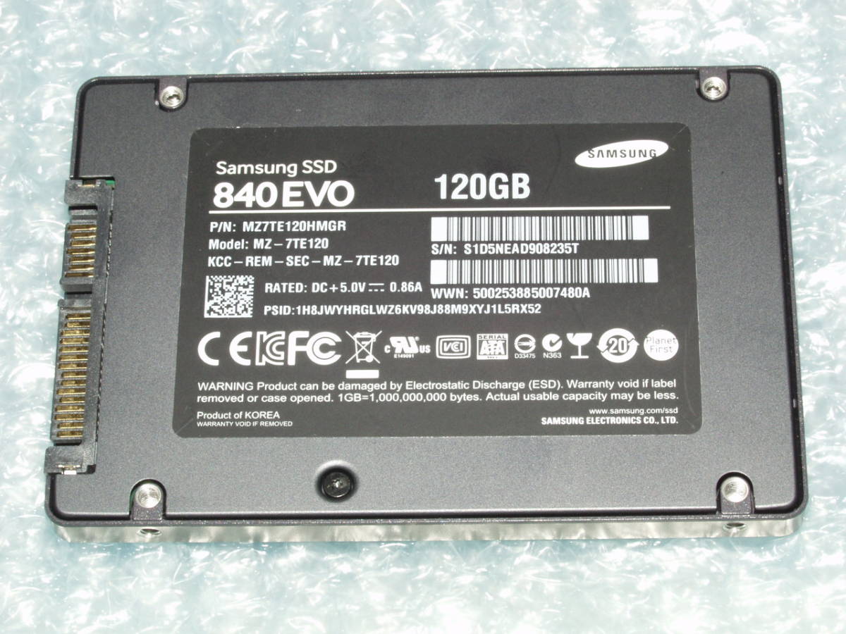 ■□Samsung SATA 120GB SSD 840 EVO 中古品□■_画像2