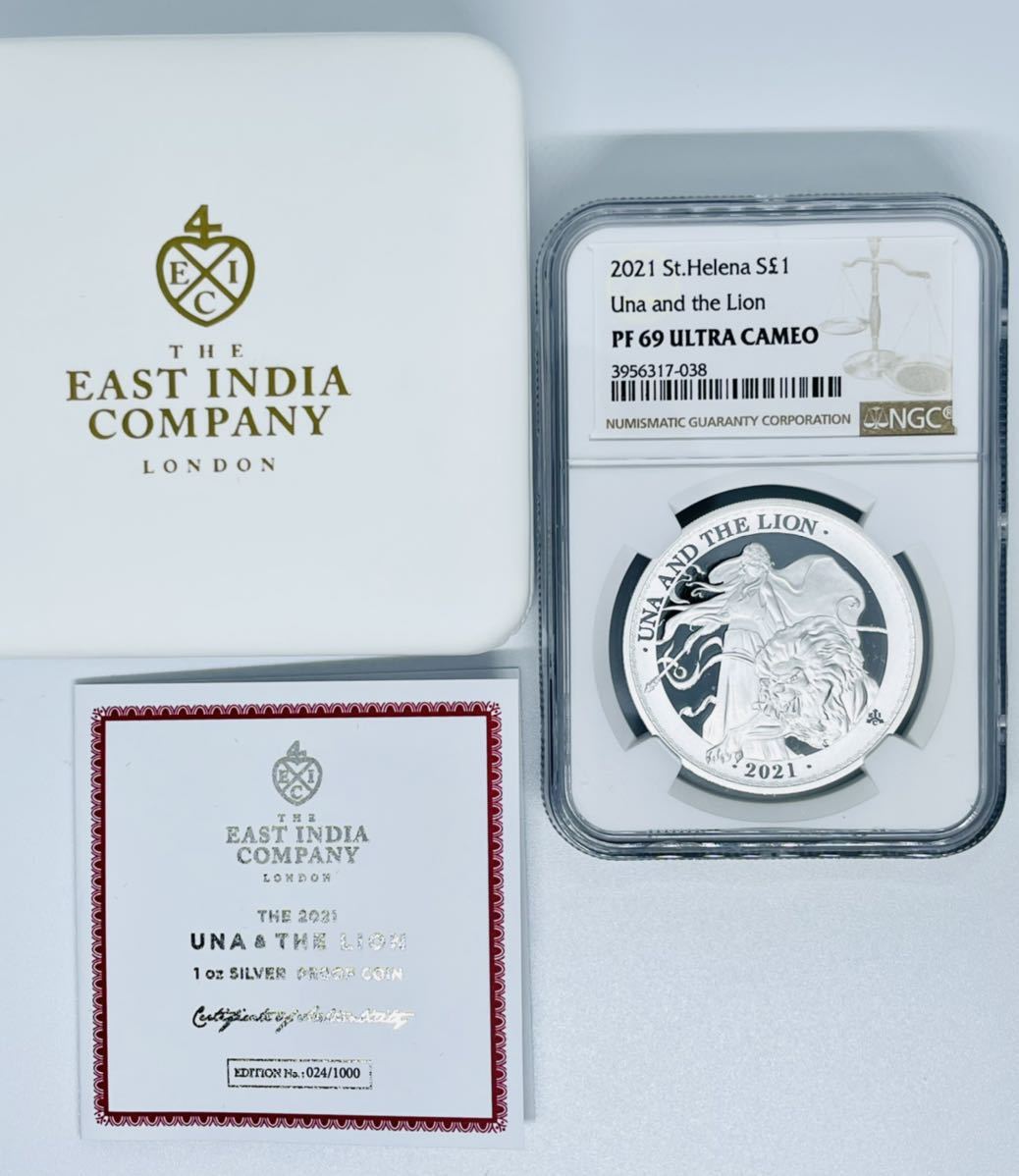 準最高鑑定】ウナとライオン 2021年 セントヘレナ 1オンス 銀貨