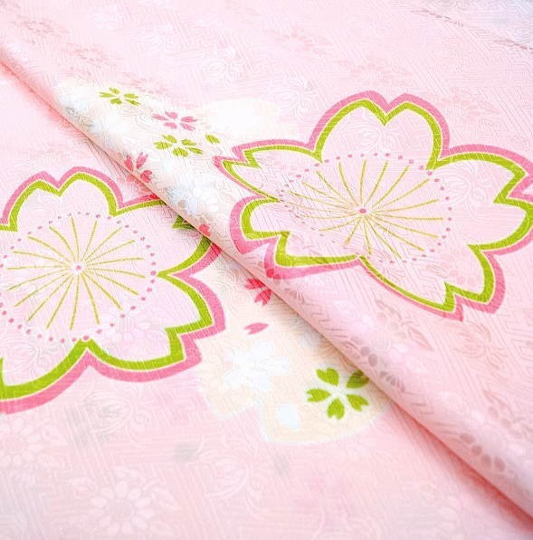  кимоно с длинными рукавами для натуральный шелк .. длинное нижнее кимоно Sakura рисунок розовый цвет j-187 шелк 100%
