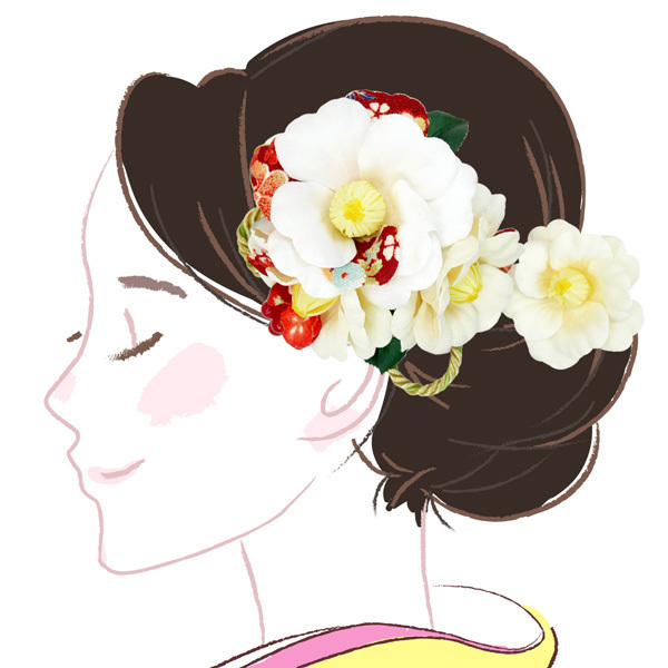 髪飾り ２点セット kk-360 日本製 椿 白 ホワイト かんざし 花かんざし 花飾り ヘアアクセサリー 和装ヘア 振袖 成人式 結婚式 卒業式