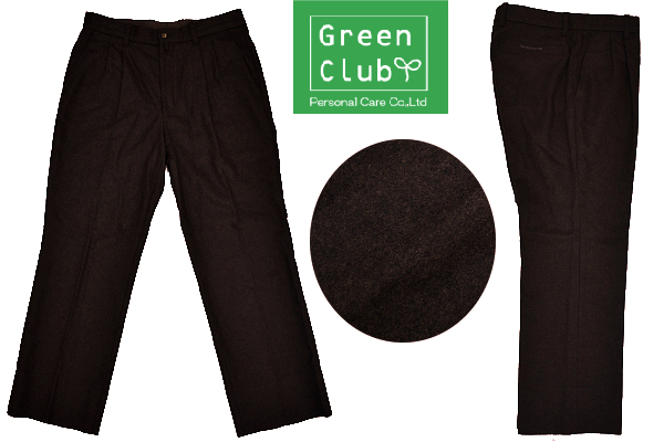 B-0092★GREENCLUBS グリーンクラブ★秋冬ウール 日本製 ブラウン茶色 ストレッチ素材 ツータック スラックスパンツ 82cm_画像1