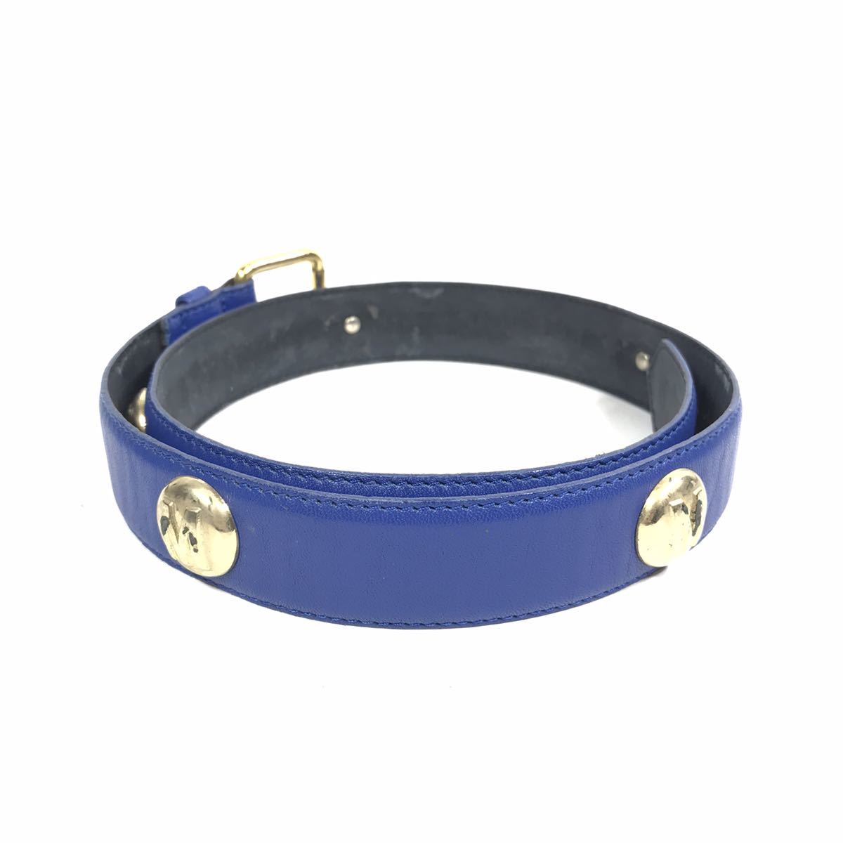 [ Moschino ] genuine article MOSCHINO belt total length 82cm width 3cm blue color series M metal fittings for women lady's postage 520 jpy 
