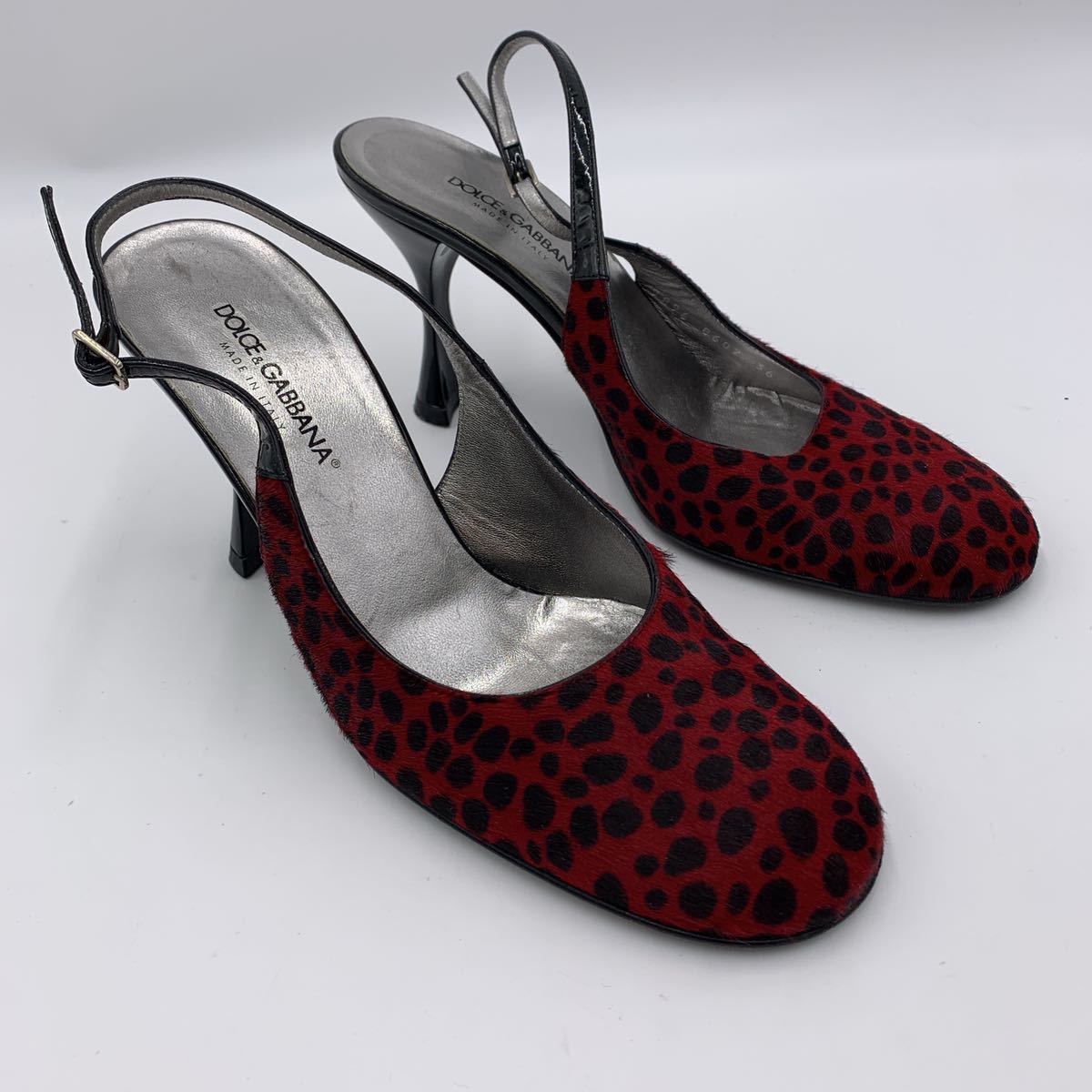 Z @ イタリア製 '高級!!ラグジュアリー靴' DOLCE&GABBANA ハラコレザー使用 サンダル 婦人靴 ヒール バックストラップ SIZE:36 シューズ_画像2