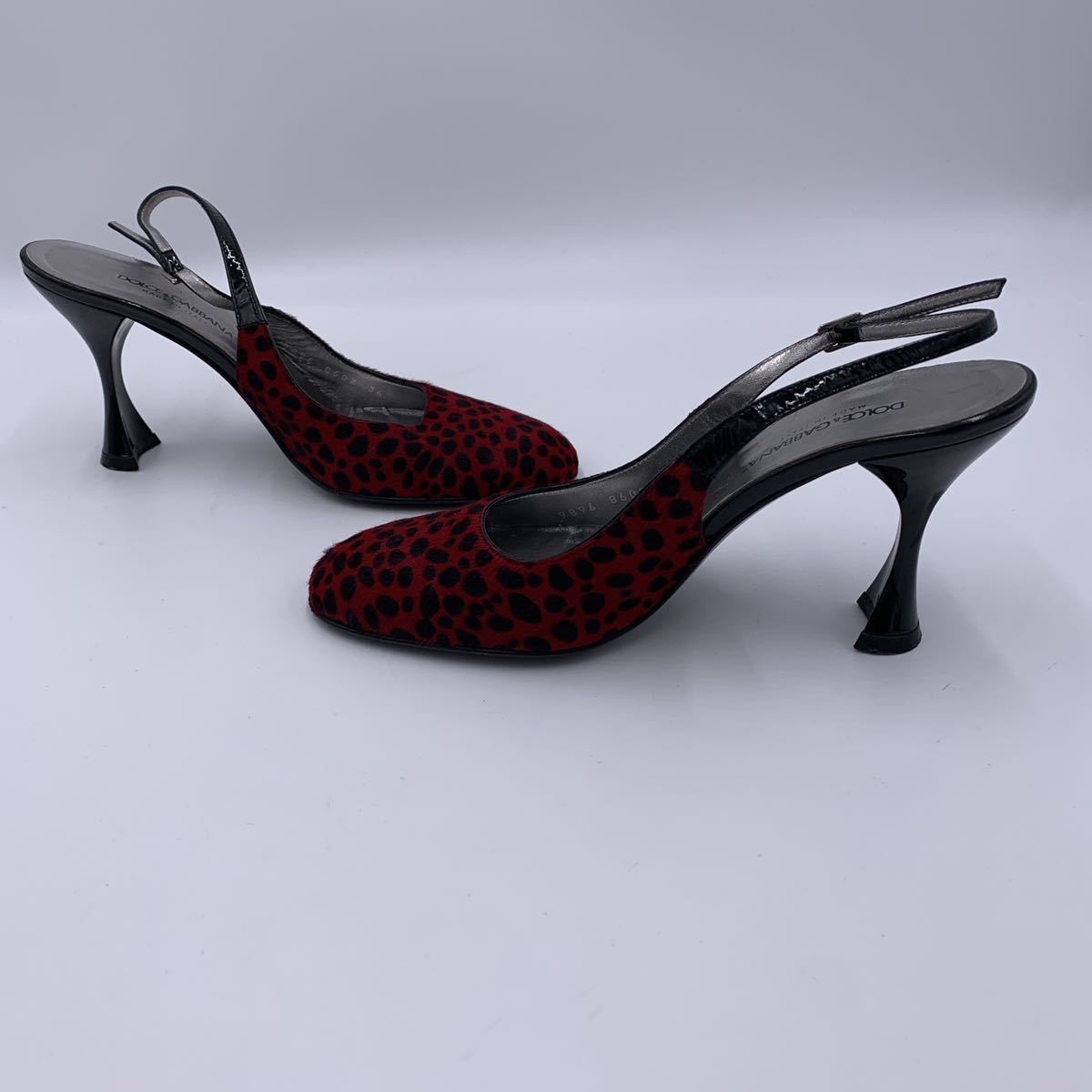 Z @ イタリア製 '高級!!ラグジュアリー靴' DOLCE&GABBANA ハラコレザー使用 サンダル 婦人靴 ヒール バックストラップ SIZE:36 シューズ_画像4