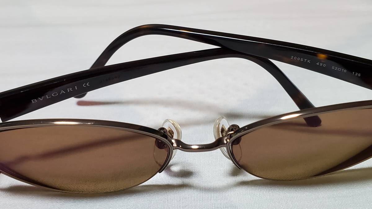 正規レア ブルガリBVLGARI パレンテシ装飾 ロゴ メタルフレーム サングラス茶 ラグジュアリークロス グラマラスアイウェア 眼鏡〇男女兼用