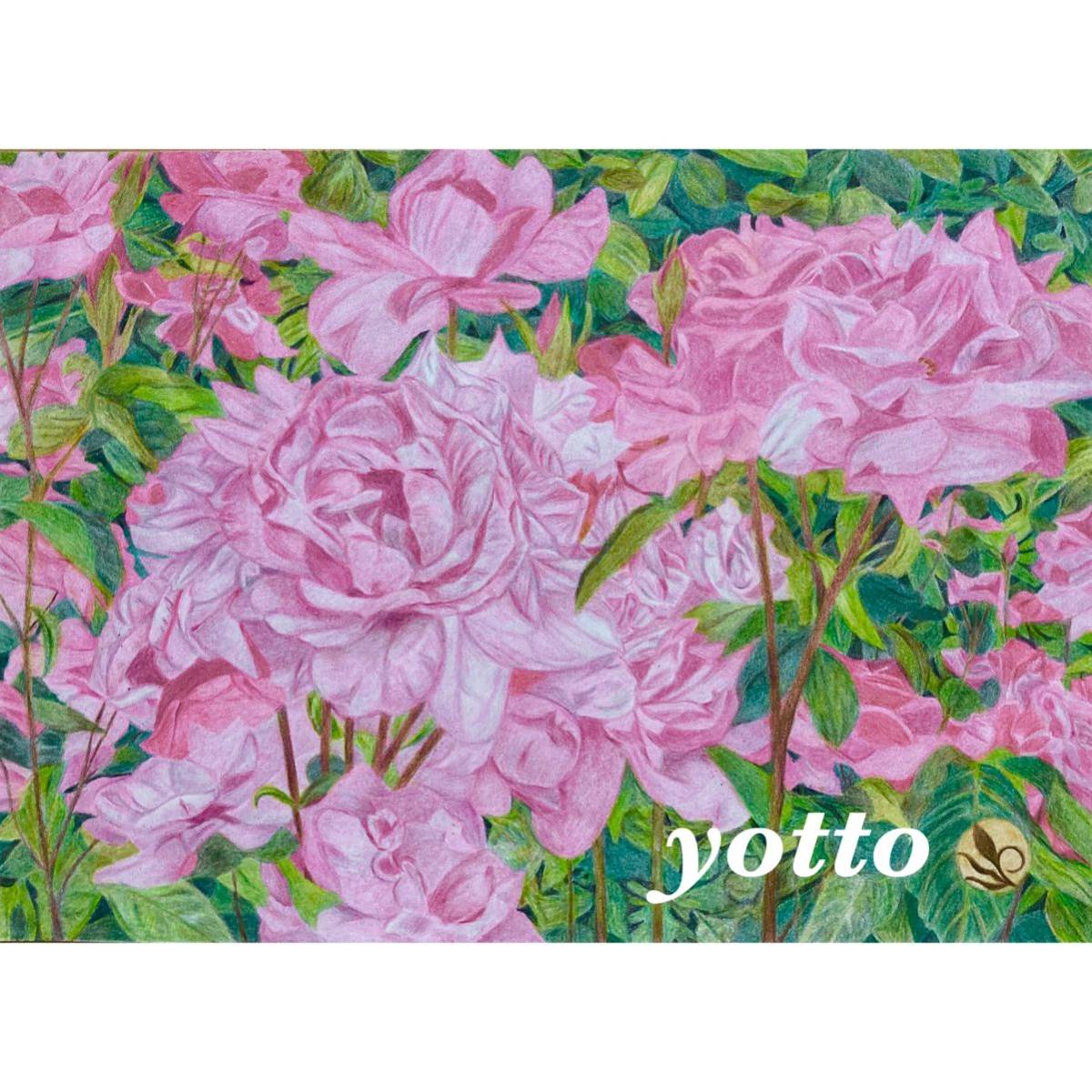 色鉛筆画「 薔薇のある風景〈 3 〉 」B5・額付き◇◇手描き◇原画