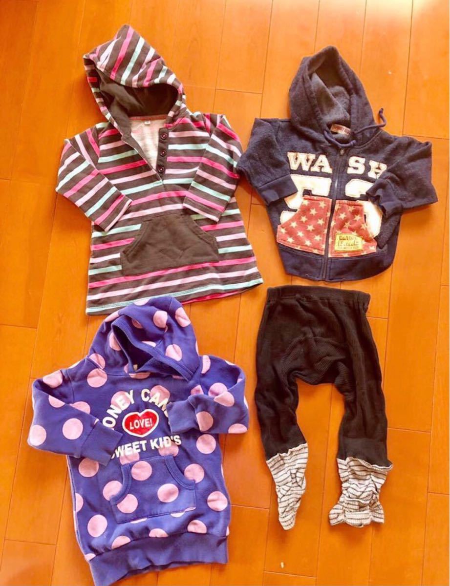 まとめ売り！ベビー子供服長袖パーカー&スパッツパンツまとめて４点セットしてサイズ90,100男の子女の子