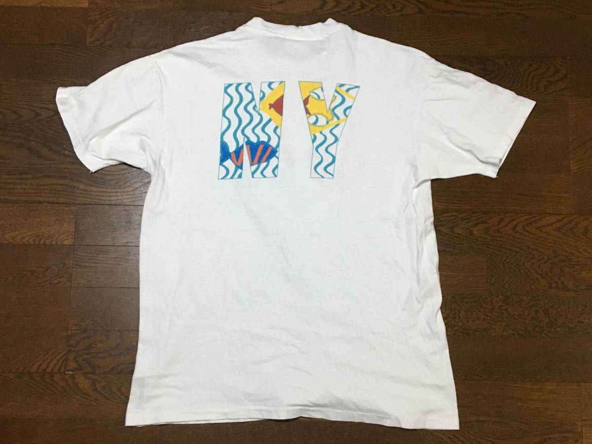 レア 90s USA製 DKNY JEANS ダナキャラン Tシャツ 両面プリント 熱帯魚 シングルステッチ サンゴ 珊瑚 ビンテージ 90年代の画像3