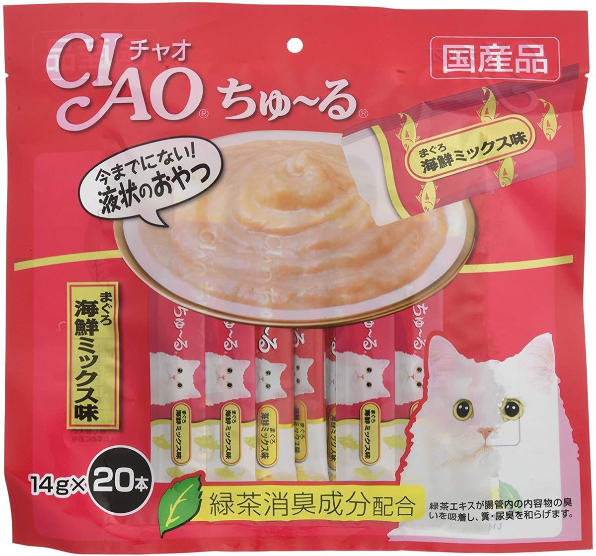 チャオ 猫用おやつ ちゅーる まぐろ 海鮮ミックス味 14g×20本入×12袋