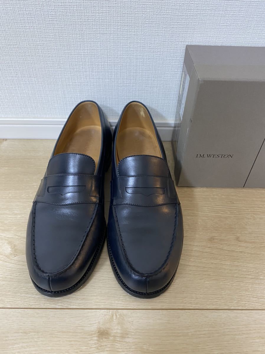 送料込】J.M.WESTON 180 ネイビー ローファー ウエストン 7ハーフ 7 1