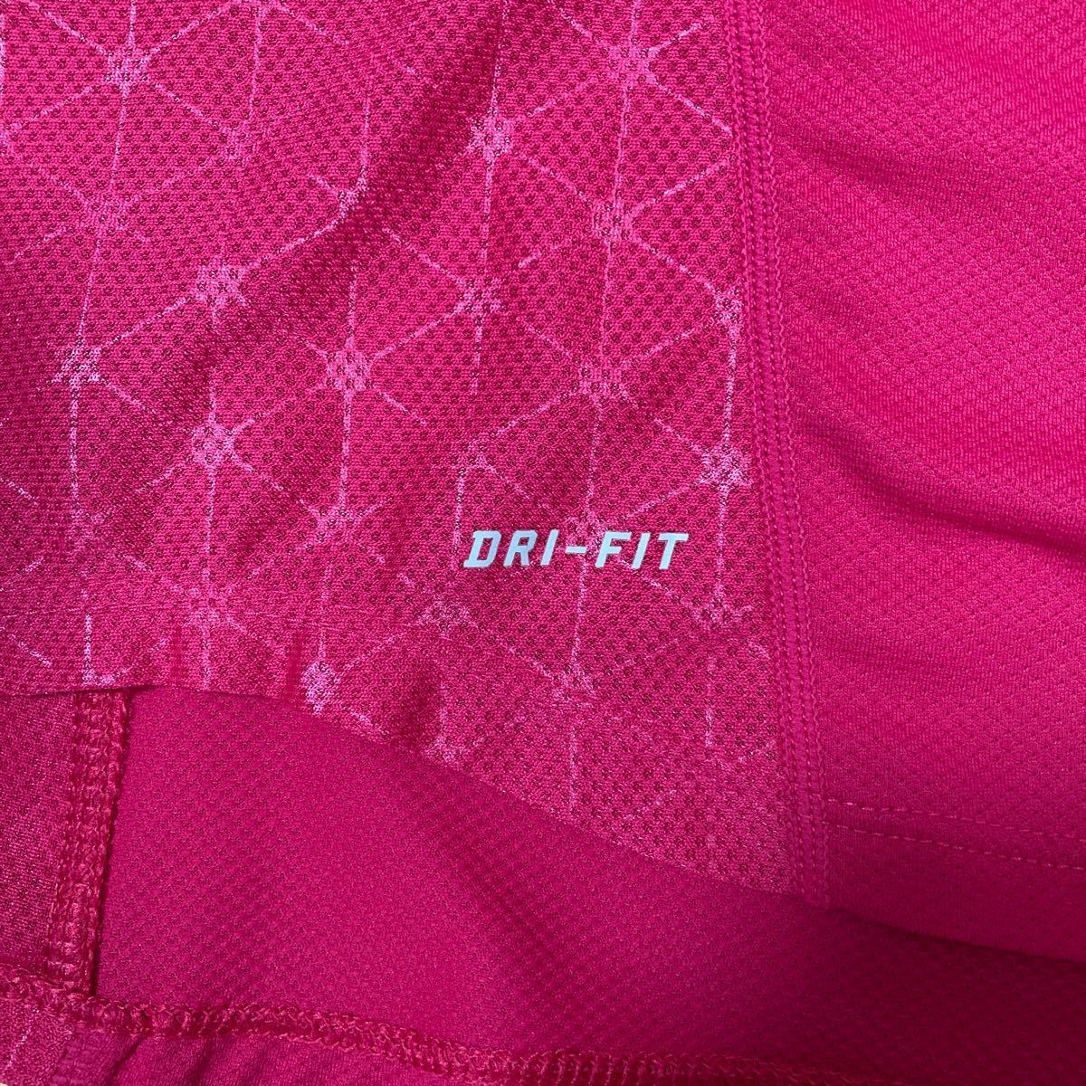 NIKE ランニングシャツ ハーフジップ 半袖シャツMサイズ 中古美品 ピンク