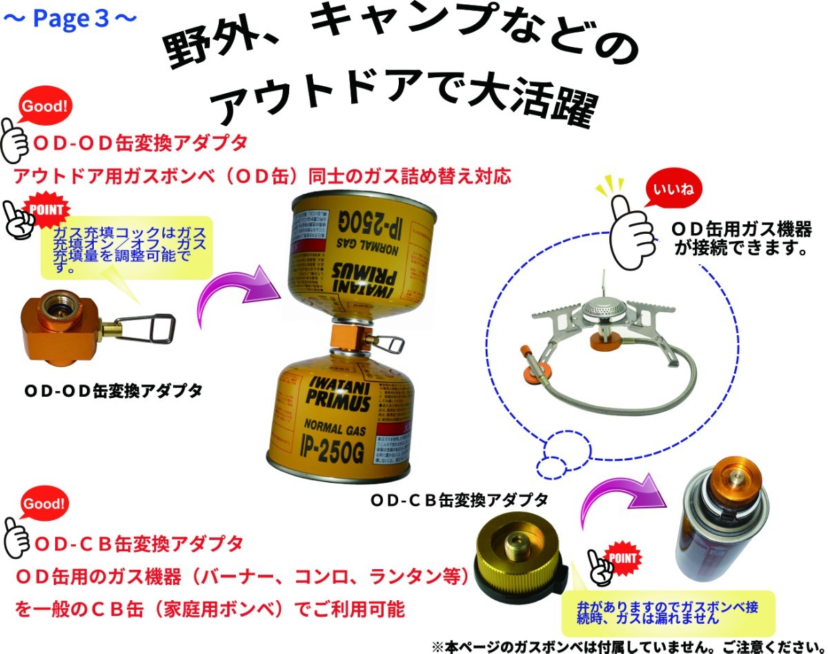 ガスアダプターG10 ガス詰め替えアダプター cb缶 od缶 01