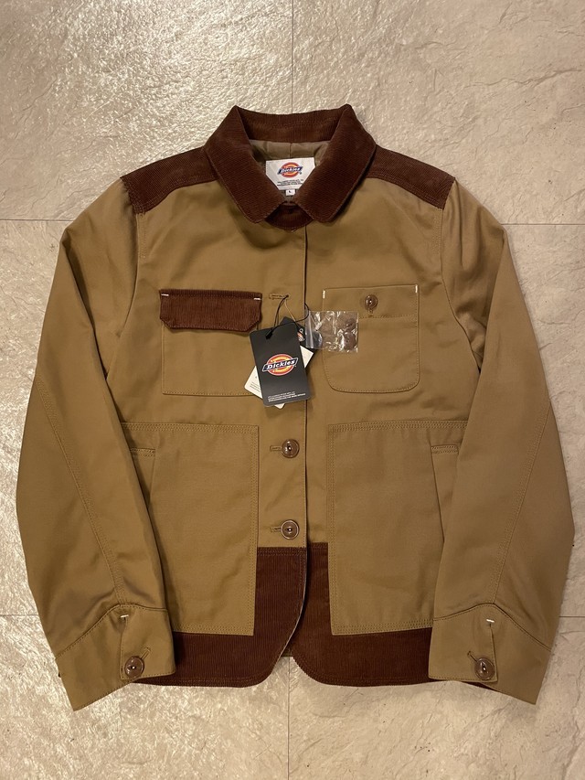 《送料込み》新品タグ付き!! Dickies ディッキーズ コーデュロイ切替 ワークジャケット ベージュ ブラウン L チンスト レディース 未使用_画像2