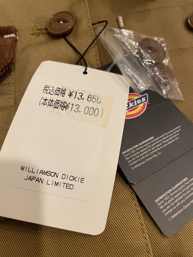 《送料込み》新品タグ付き!! Dickies ディッキーズ コーデュロイ切替 ワークジャケット ベージュ ブラウン L チンスト レディース 未使用_画像9