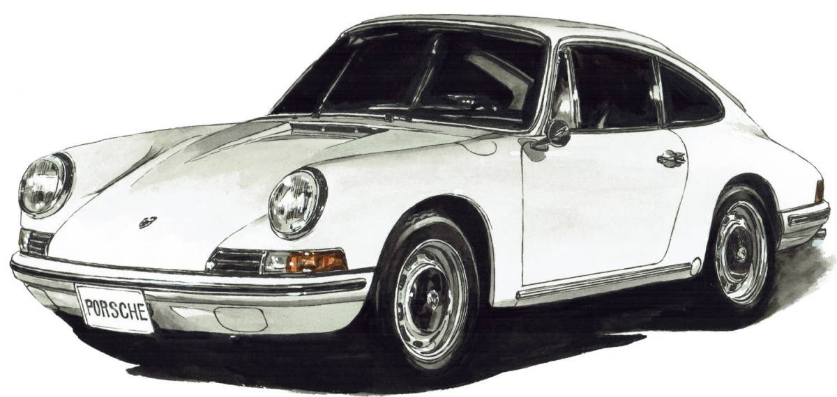 GC-804ポルシェ911T・GC-805ポルシェ911T/911限定版画300部 直筆サイン有 額装済●作家 平右ヱ門 希望ナンバーをお選び下さい。_ポルシェ911T 1968