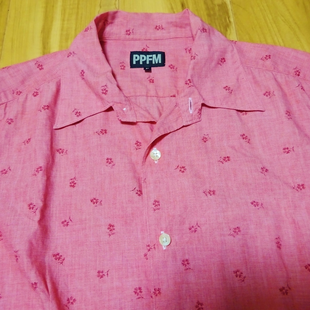 ＰＰＦＭ ピンク総柄シャツ半袖【 胸囲 ～８６ｃｍ 】ペイトンプレイス フリーサイズ_画像8