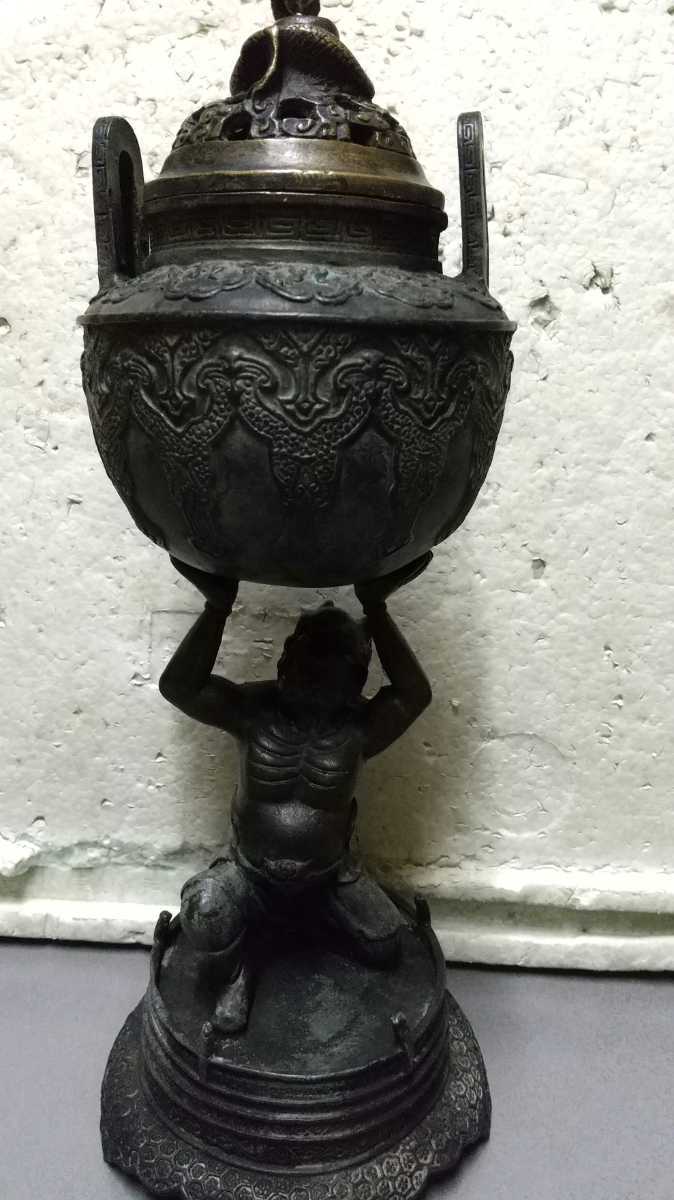 中国 古美術 鬼 香炉 古 青銅製 鬼香炉 旧家買い取り品 高さ 30cm