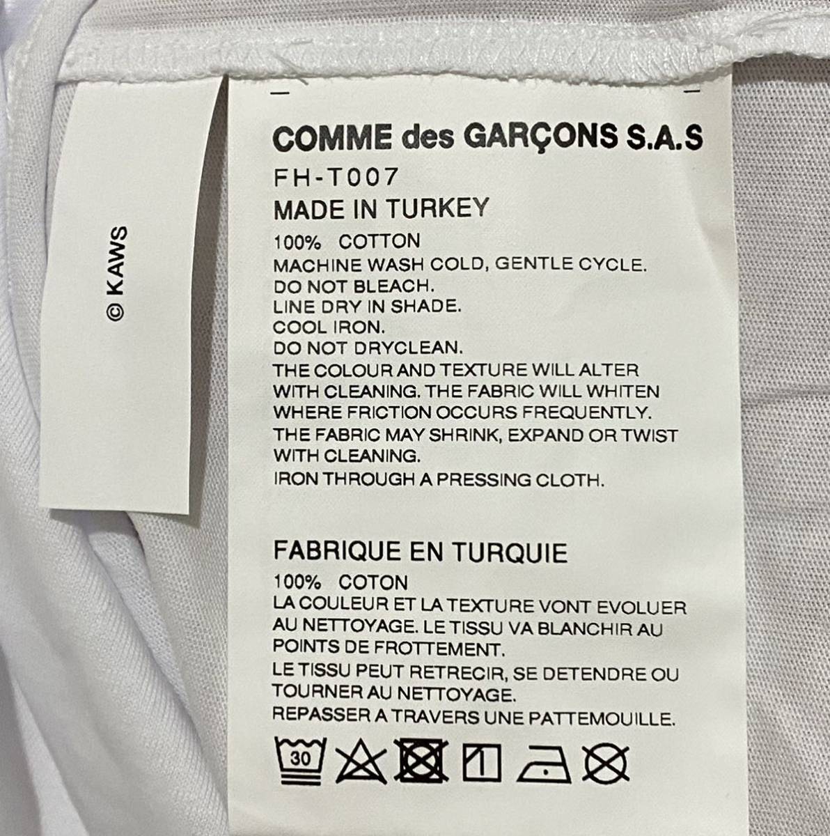【コラボ 新品】kaws COMME des GARCONS SHIRT サイズXL コムデギャルソンシャツ カウズ Tシャツ コラボ cdg 2021AW FH-T007-W21-1_画像5