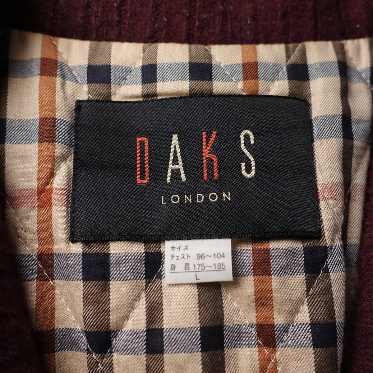 DAKS/ダックス/L/日本製ウール100%中綿キルティングジャケットベスト/小豆色_画像3