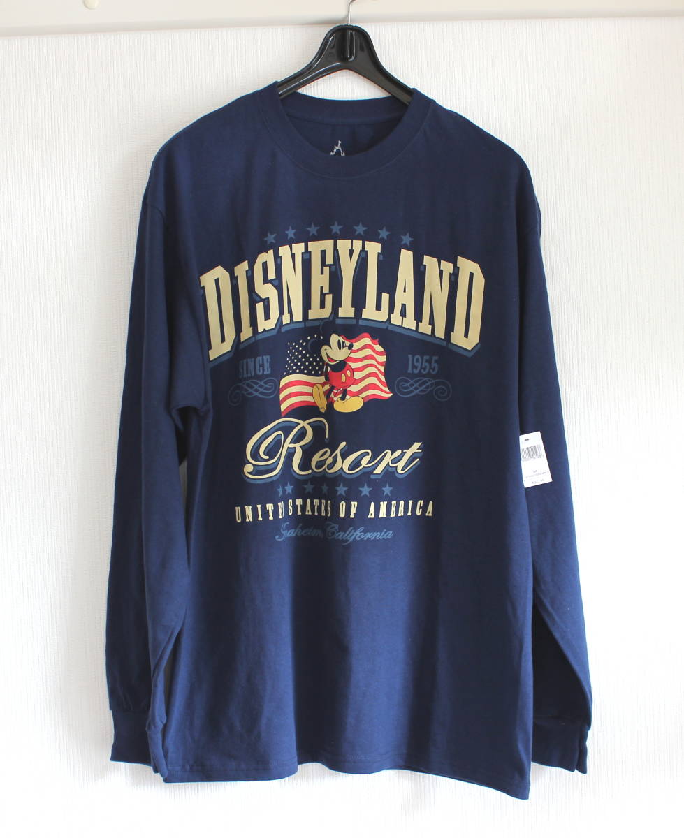 アメリカ アナハイム ディズニー 長袖丸首Tシャツ USA輸入 Lサイズ ミッキーマウス 星条旗 カリフォルニア ディズニーランドパーク お土産