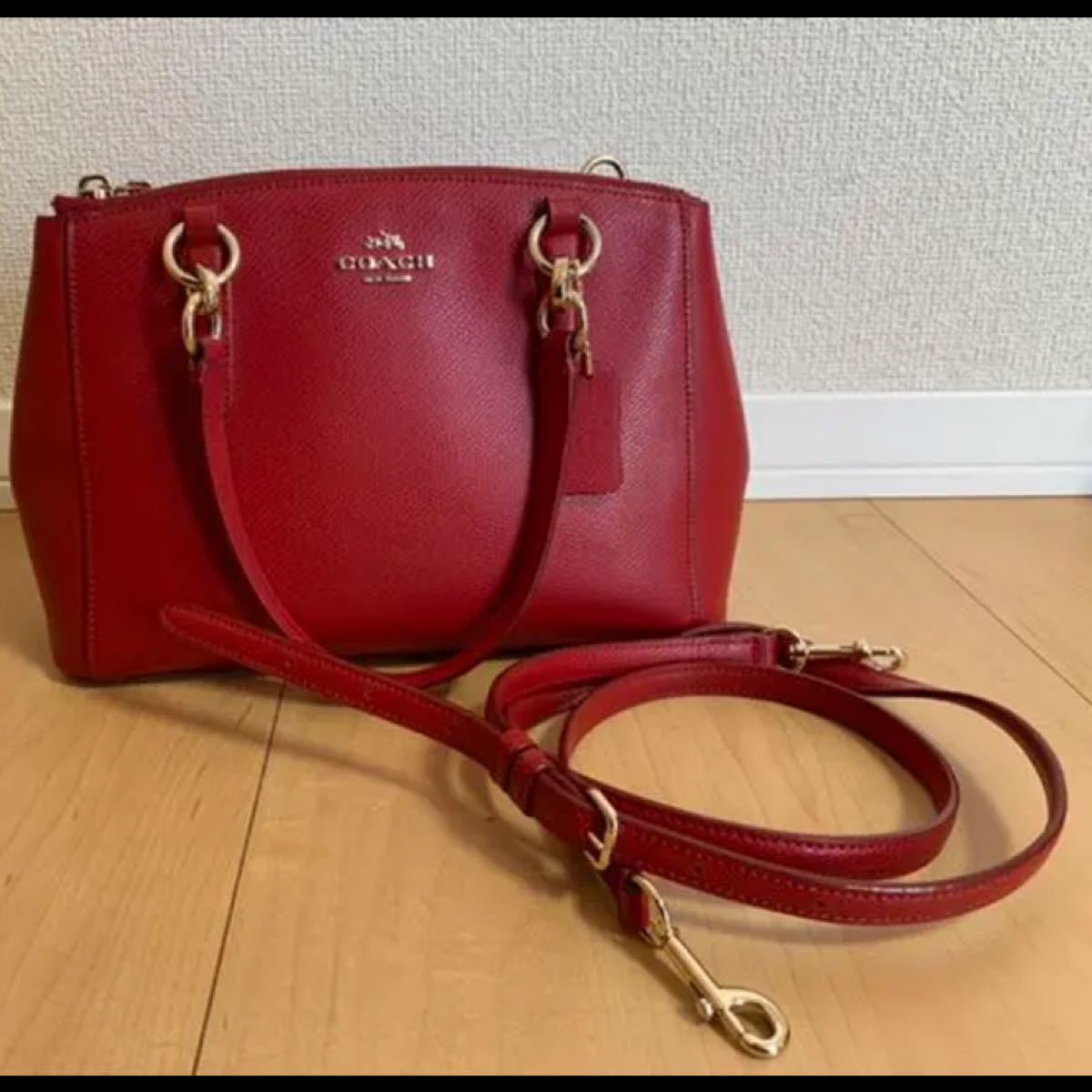 ★訳あり★COACH コーチ ショルダー ハンドバッグ 2way 赤 レッド